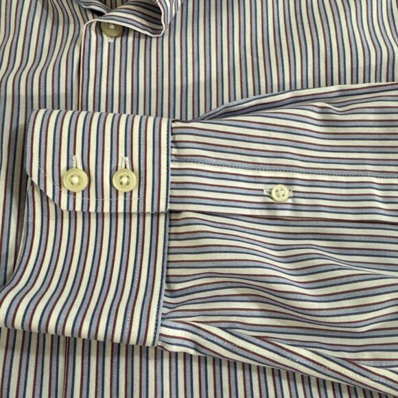 Mens Size L Banana Republic No Iron Tailored Blue Striped Button Up Shirt - Picture 6 of 8